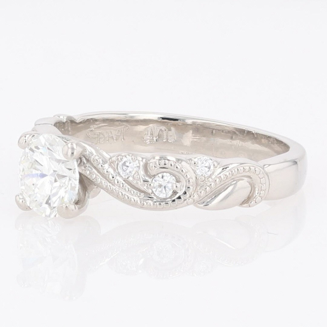 1.00ct Round Brilliant Diamond Solitaire with Accents Ring — GIA Certified, Platinum