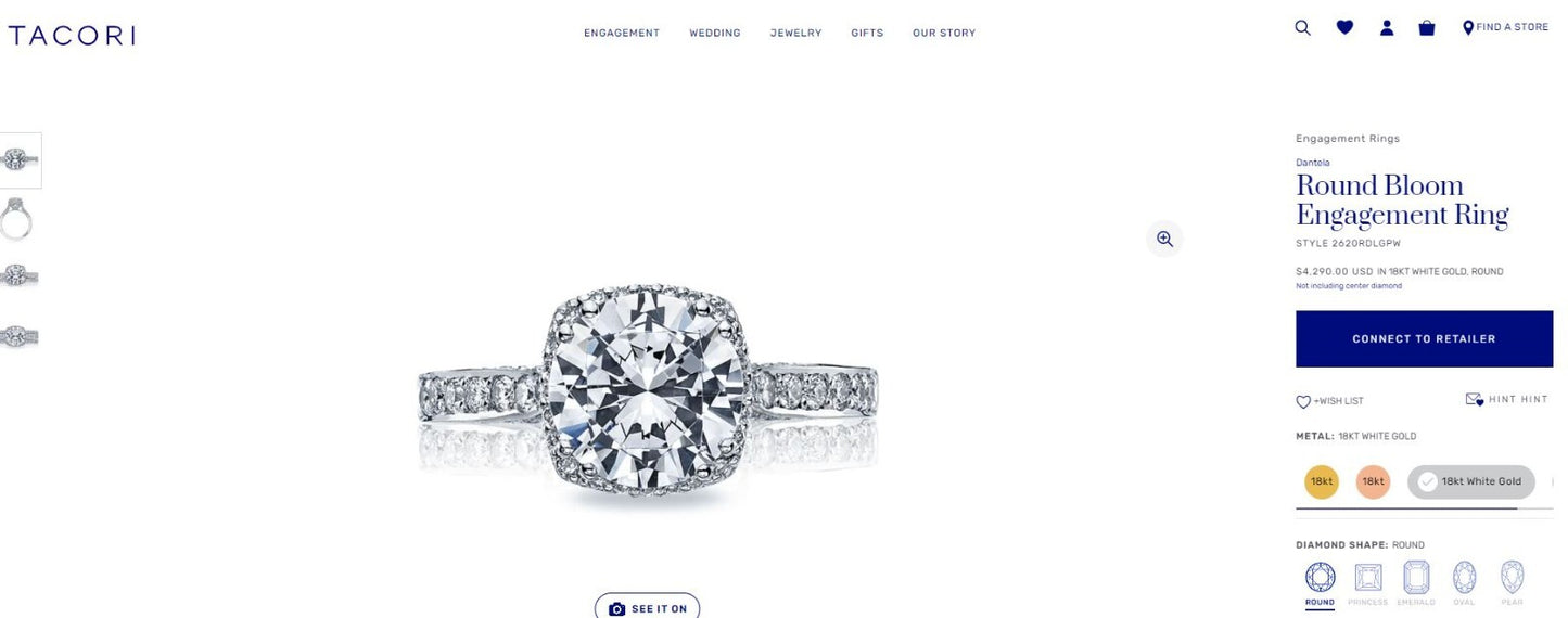 1.26ct Round Brilliant Diamond Engagement Ring — GIA Certified, 18k White Gold