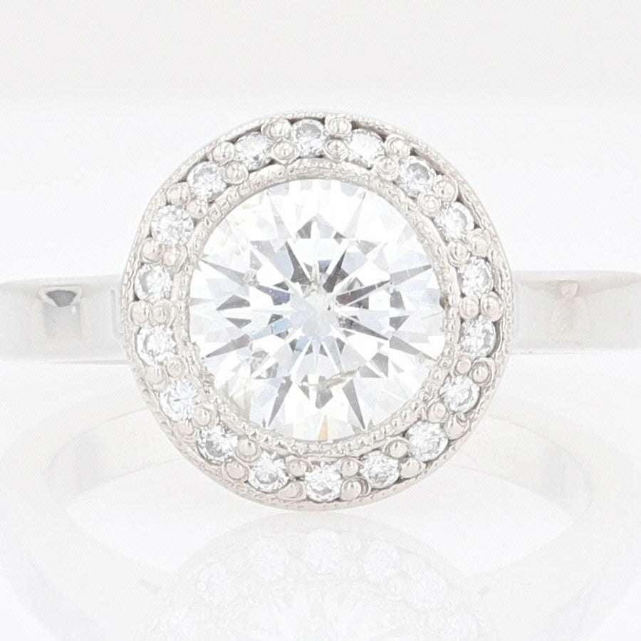2.62ct Round Brilliant Diamond Halo Engagement Ring — GIA Certified, Platinum