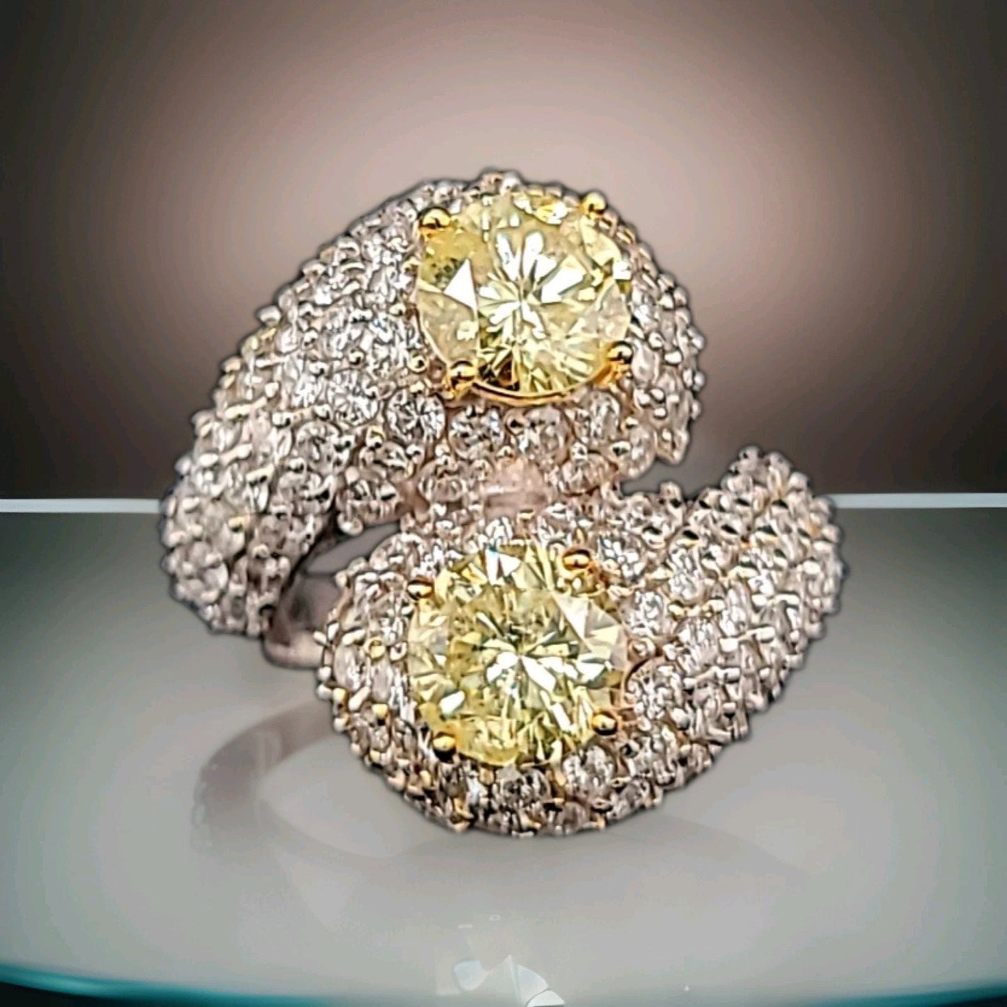 1.45ct Round Brilliant Fancy Light Yellow Diamond Ring — GIA Certified, 18k White & Yellow Gold