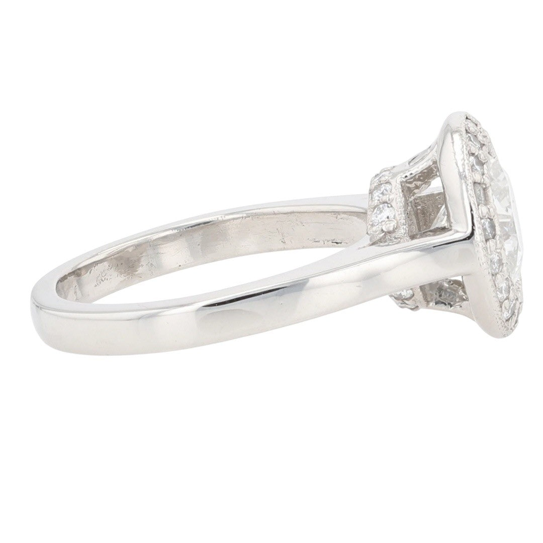 2.62ct Round Brilliant Diamond Halo Engagement Ring — GIA Certified, Platinum