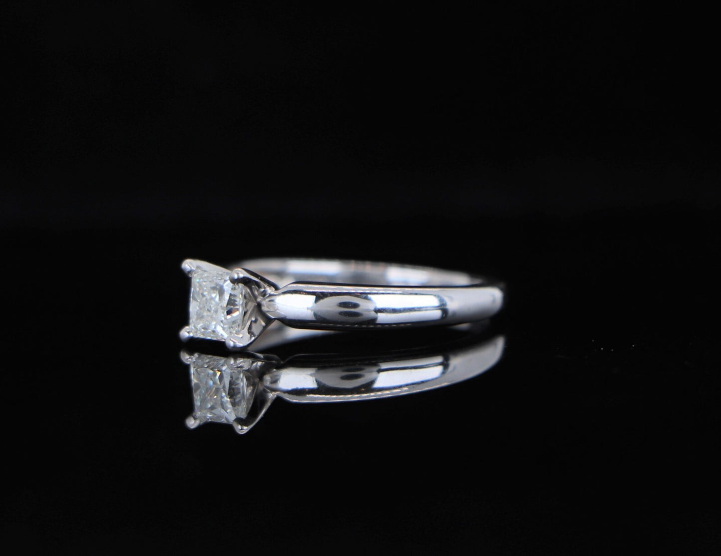 0.41ct Princess Cut Diamond Solitaire Ring — GIA Certified, 18k White Gold
