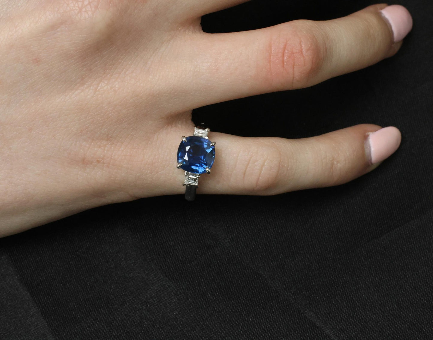 3.87ct Cushion Cut Blue Sapphire Diamond Ring — GIA Certified, Platinum