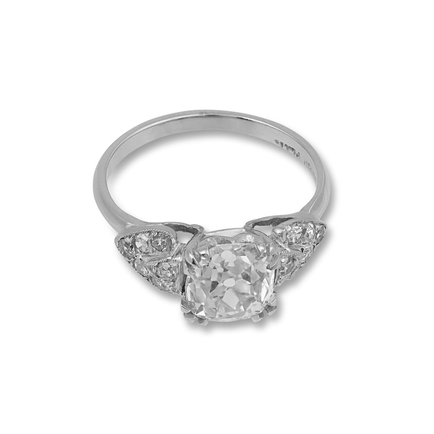1.75ct Old Mine Cut Diamond Art Deco Ring — GIA Certified, Platinum