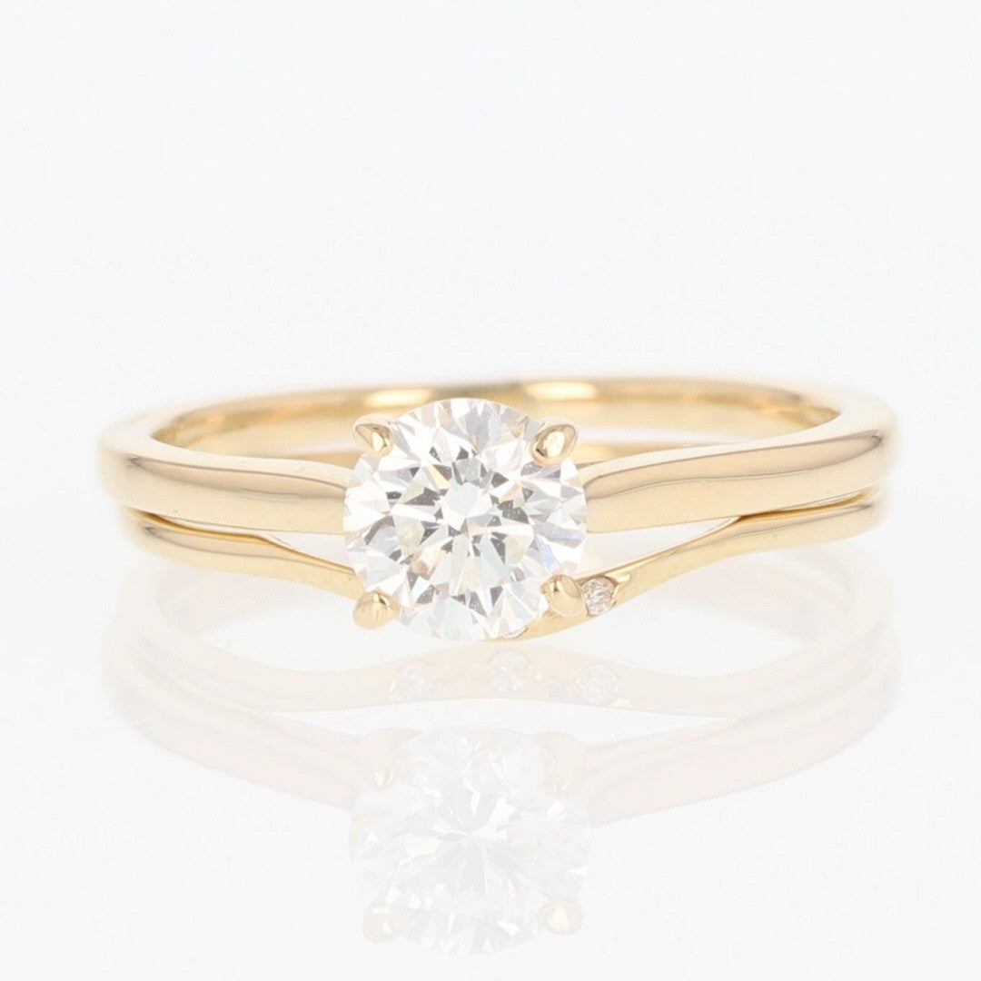 0.72ct Round Brilliant Diamond Solitaire with Accents Ring — GIA Certified, 14k Yellow Gold