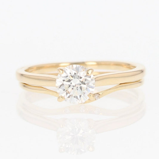 0.72ct Round Brilliant Diamond Solitaire with Accents Ring — GIA Certified, 14k Yellow Gold