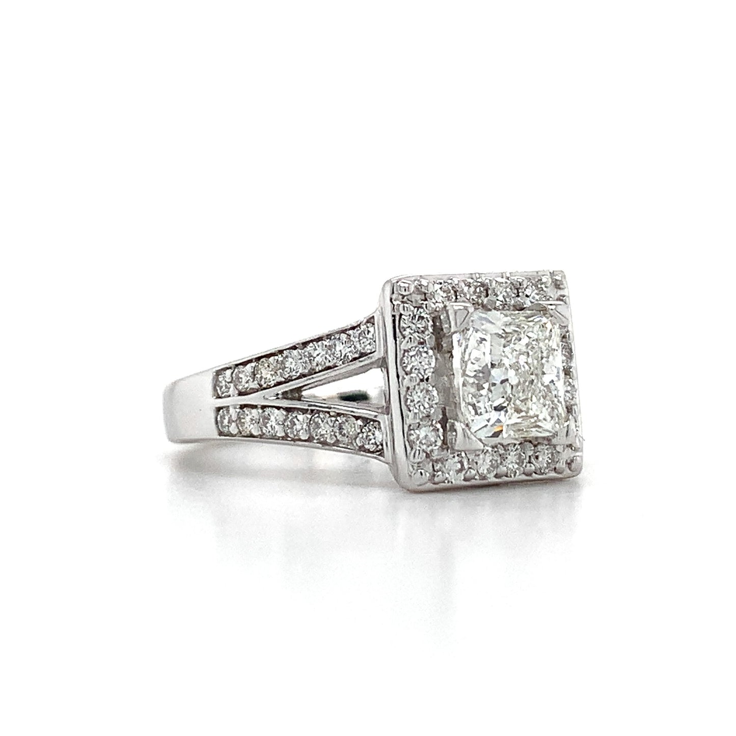 0.96ct Princess Cut Diamond Halo Ring — GIA Certified, 14k White Gold
