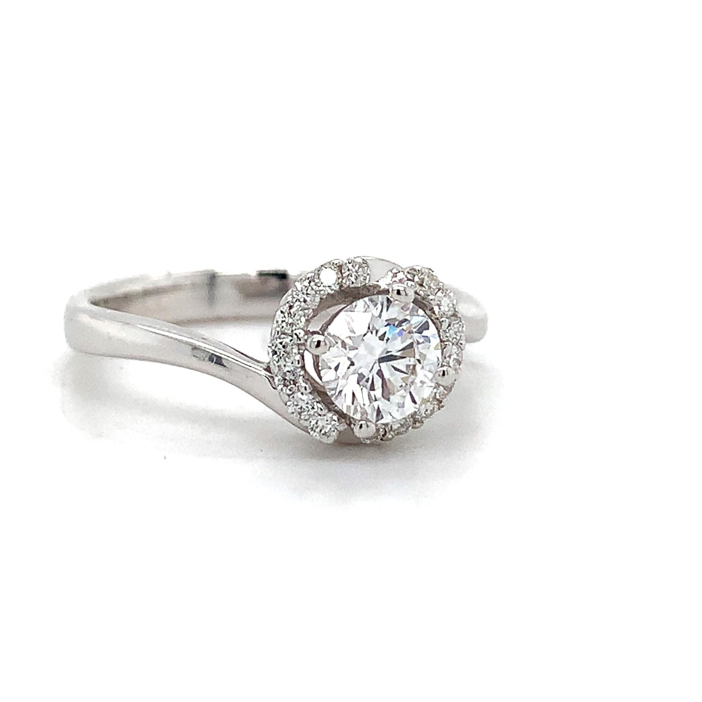 0.58ct Round Brilliant Diamond Milgrain Wedding Set — GIA Certified, 14k White Gold
