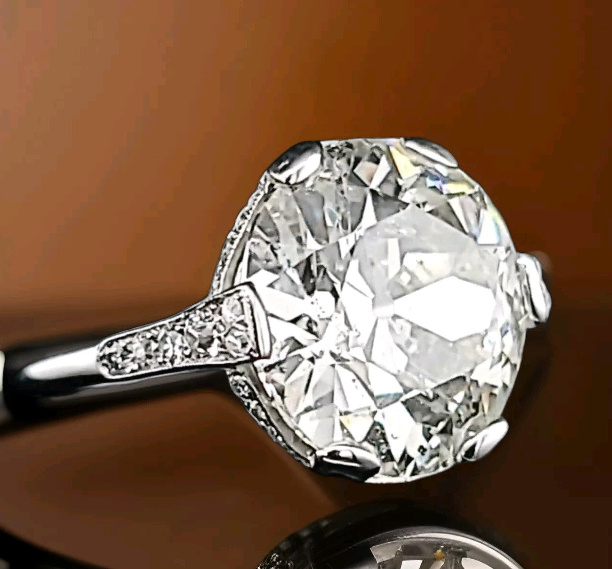 10.39ct Circular Brilliant Diamond Vintage Filigree Ring — GIA Certified, Platinum