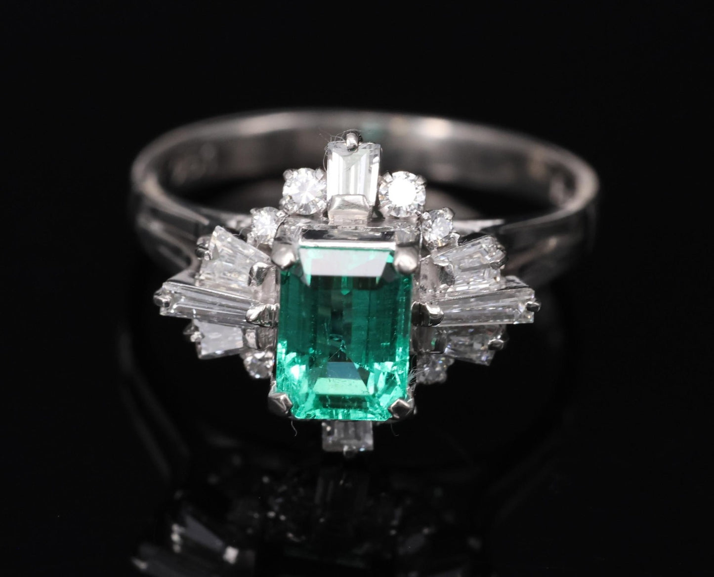 0.91ct Emerald Cut Colombian Emerald & Diamond Cocktail Ring — GIA Certified, Platinum