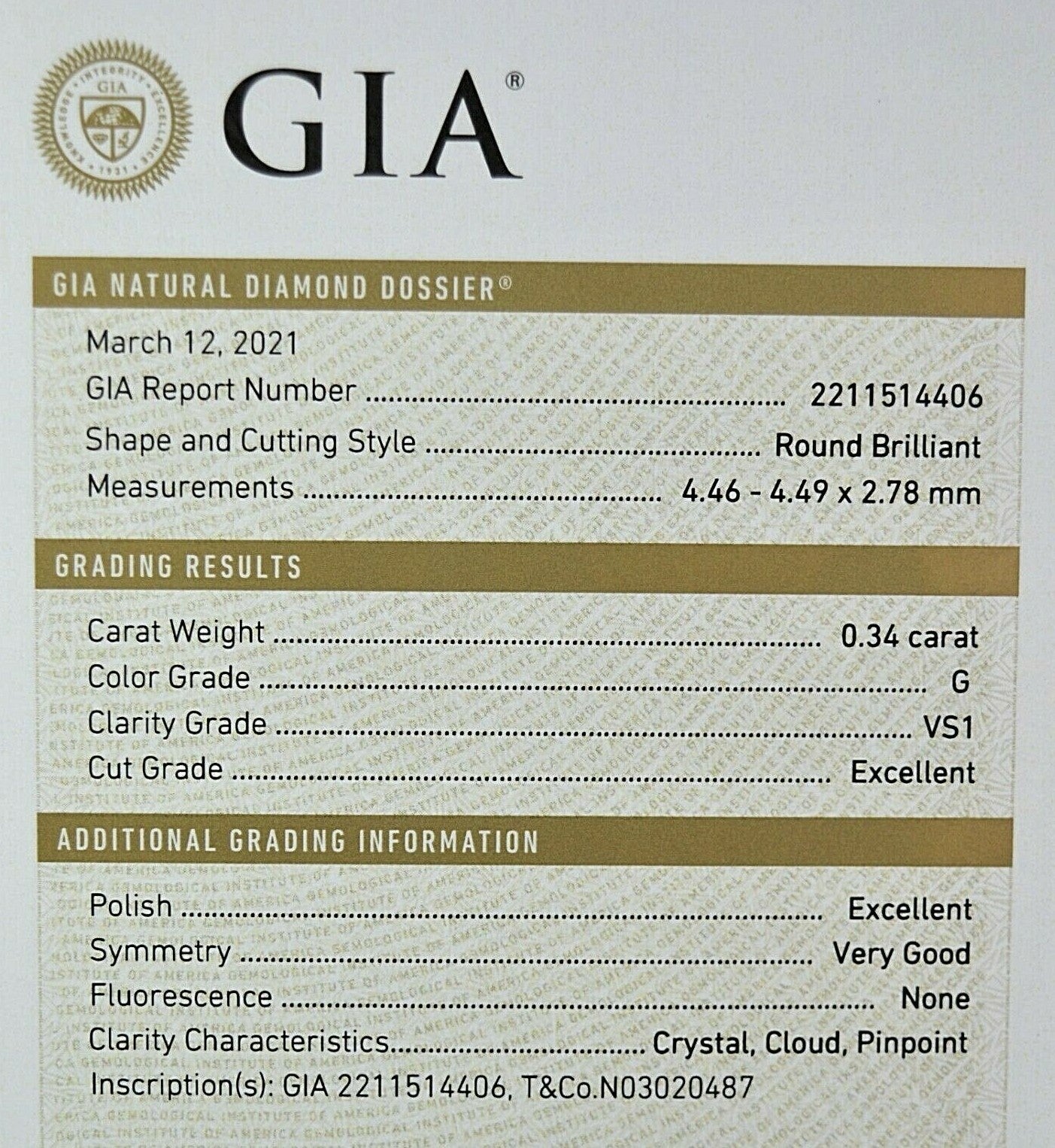 0.34ct Round Brilliant Diamond Engagement Ring — GIA Certified, Platinum