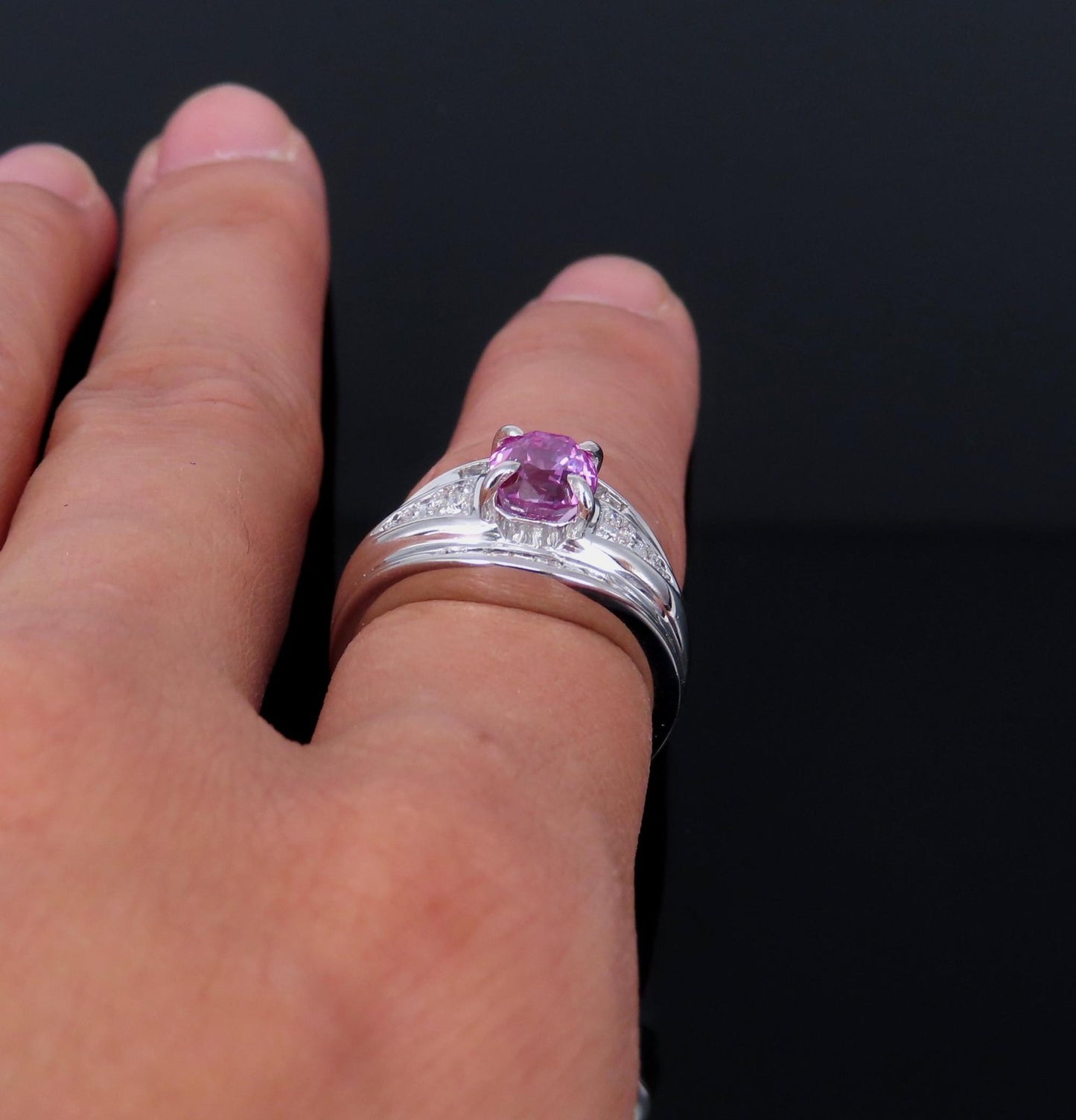 2.12ct Cushion Cut Pink Sapphire & 0.54ct Diamond Ring — GIA Certified, Platinum
