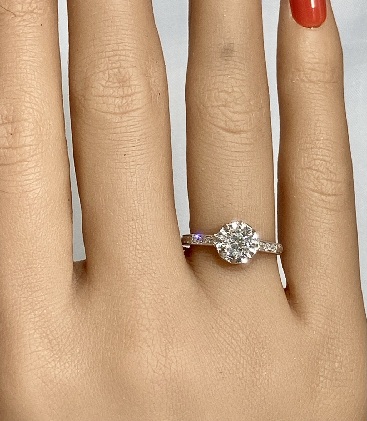 0.49ct Round Brilliant Art Deco Diamond Ring — GIA Certified, Platinum