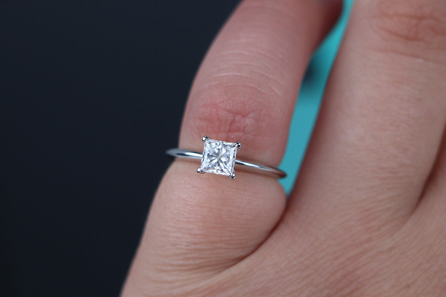 0.70ct Square Modified Brilliant Diamond Engagement Ring — GIA Certified, Platinum