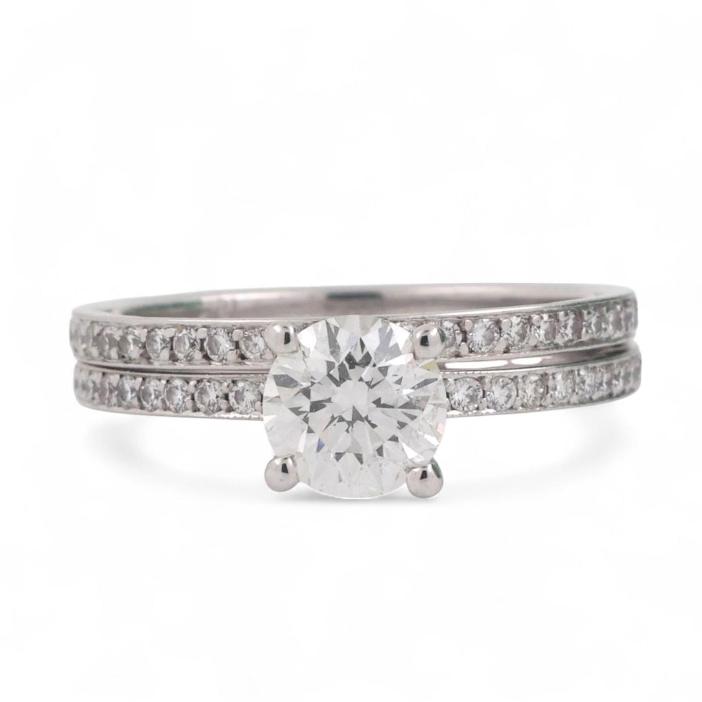 0.85ct Round Brilliant Diamond Wedding Ring Set — GIA Certified, 18k White Gold