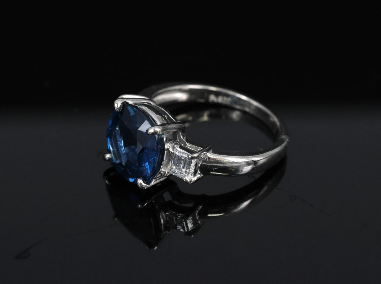 3.87ct Cushion Cut Blue Sapphire Diamond Ring — GIA Certified, Platinum