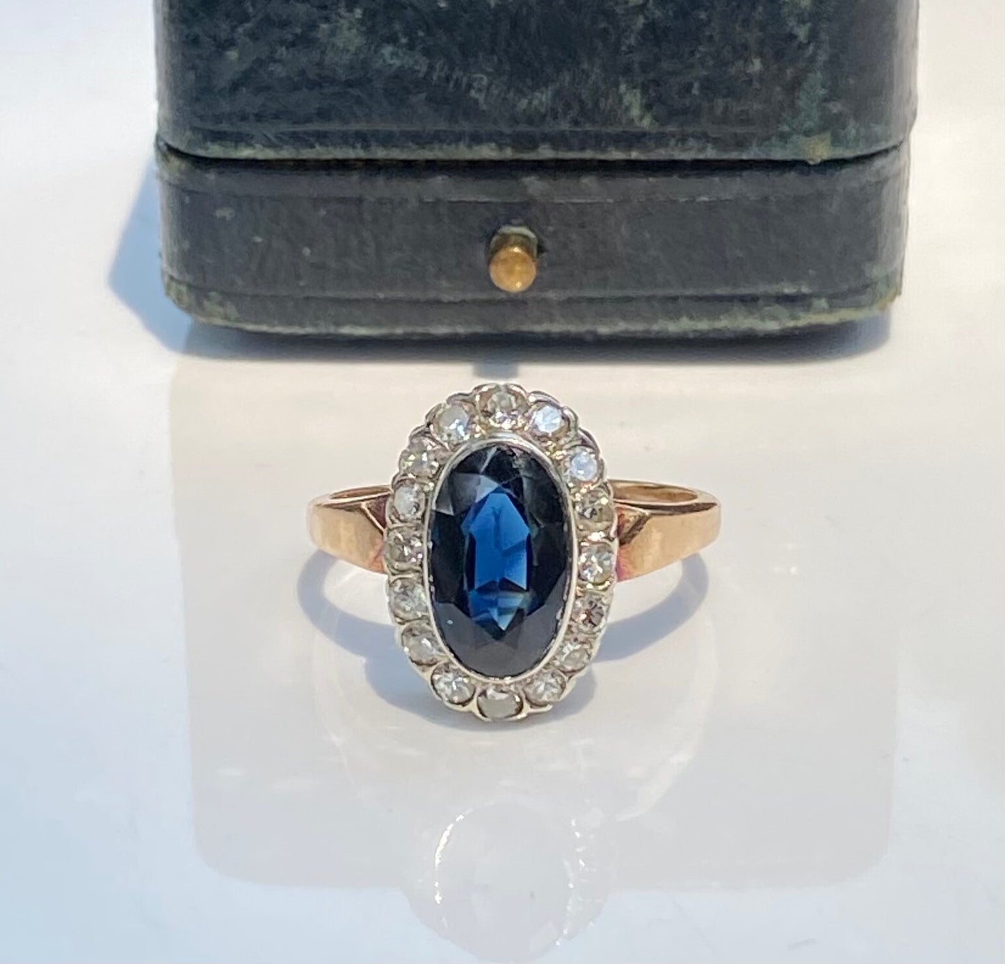 3.10ct Oval Sapphire Diamond Cluster Ring — GIA Certified, 14k White Gold