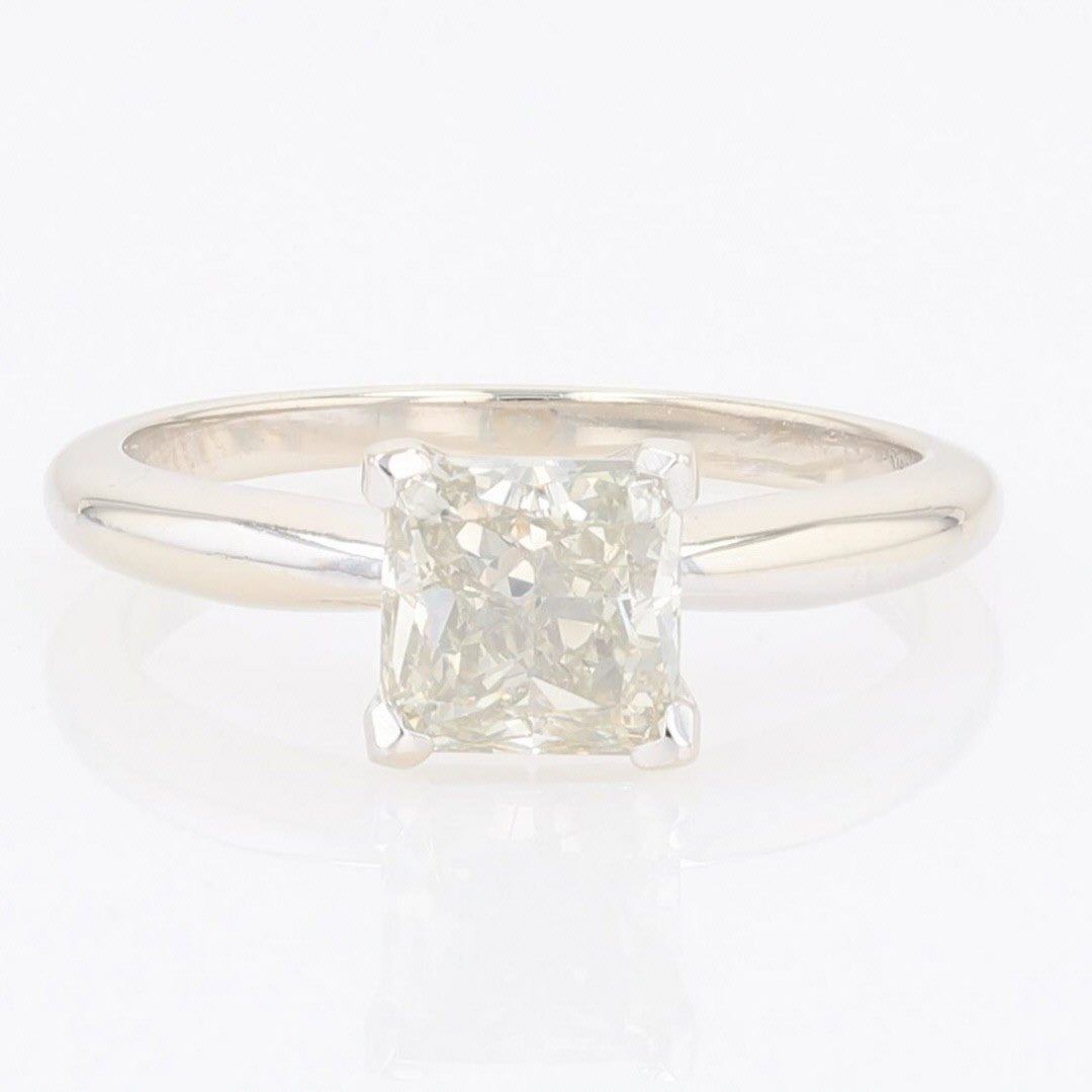 0.70ct Princess Cut Diamond Halo Engagement Ring — GIA Certified, 14k White Gold