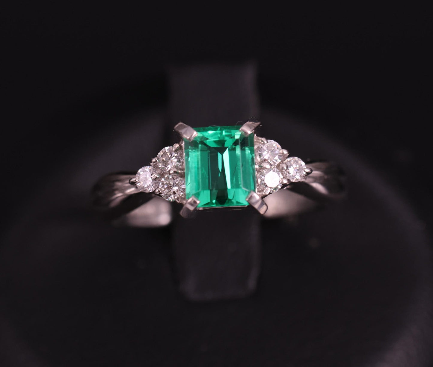 0.81ct Emerald Cut Colombian Emerald & Diamond Ring — GIA Certified, Platinum