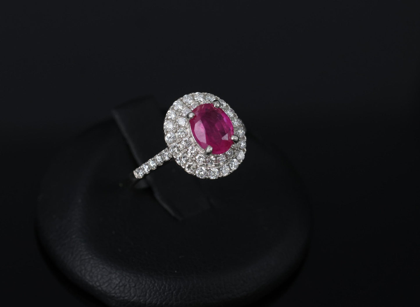 1.45ct Oval Burma Ruby 0.55ct Diamond Halo Ring — GIA Certified, Platinum