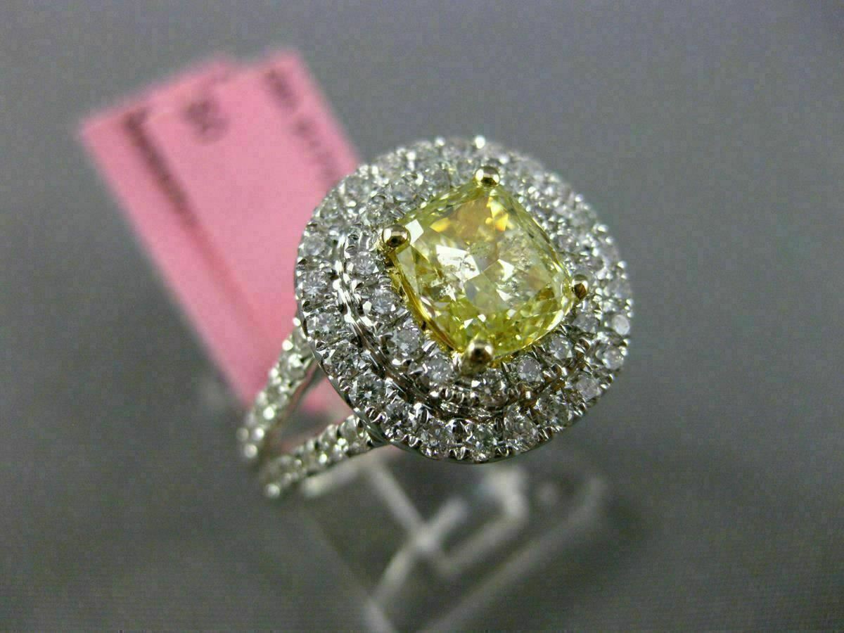 2.16ct Cushion Diamond Double Halo Engagement Ring — GIA Certified, 18k Two-Tone Gold