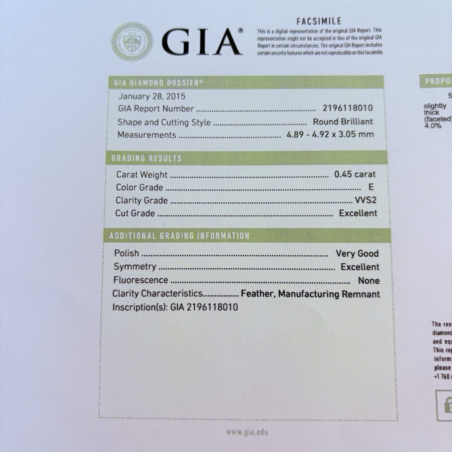 0.45ct Round Brilliant Diamond Solitaire Ring — GIA Certified, 18k Yellow Gold