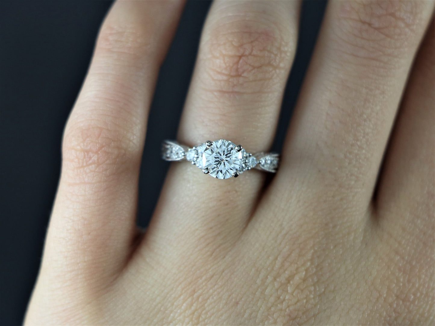 1.06ct Round Modified Brilliant Diamond Engagement Ring — GIA Certified, 14k White Gold