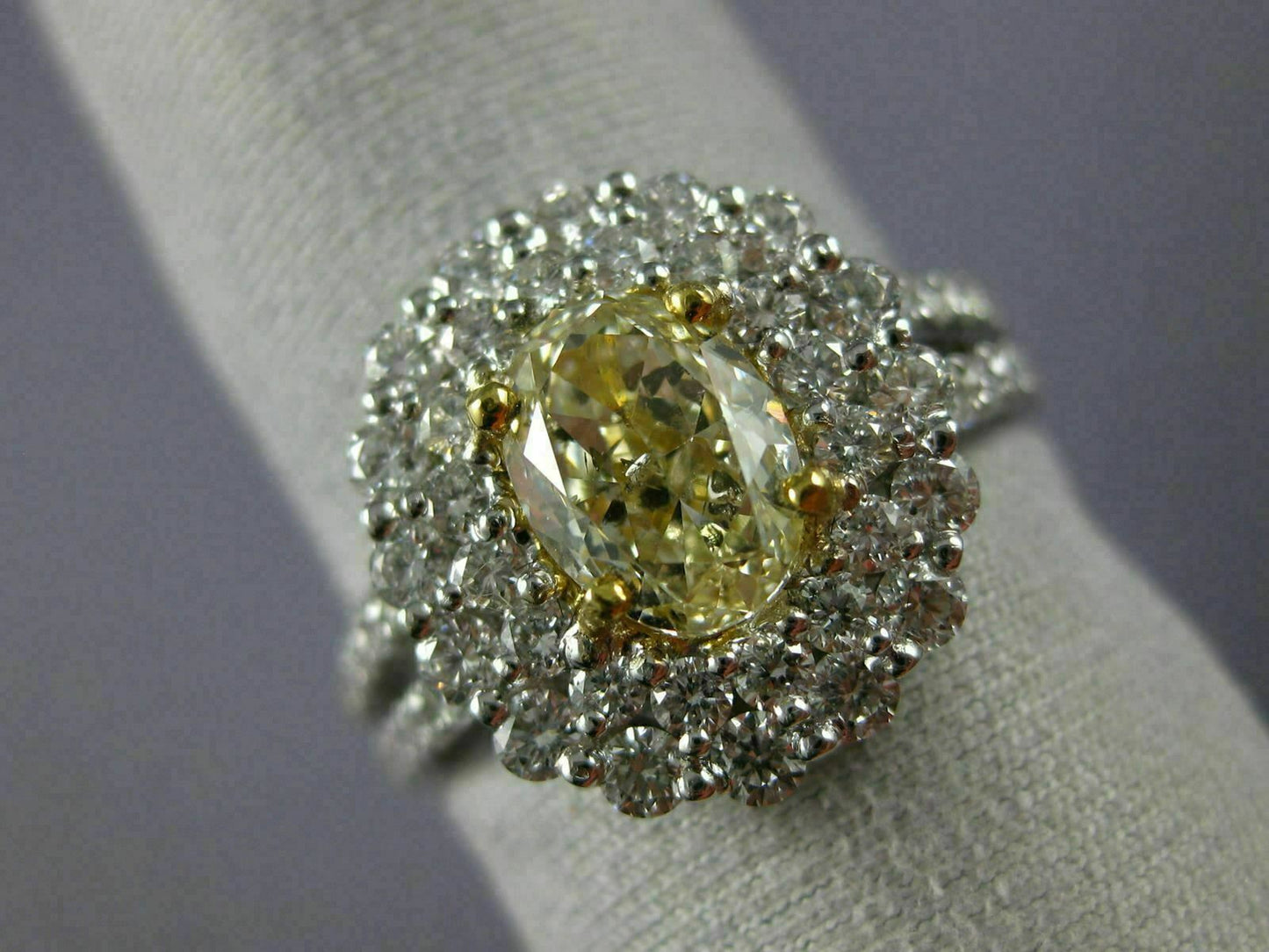 2.40ct Oval Diamond Halo Engagement Ring — GIA Certified, 18k Two-Tone Gold