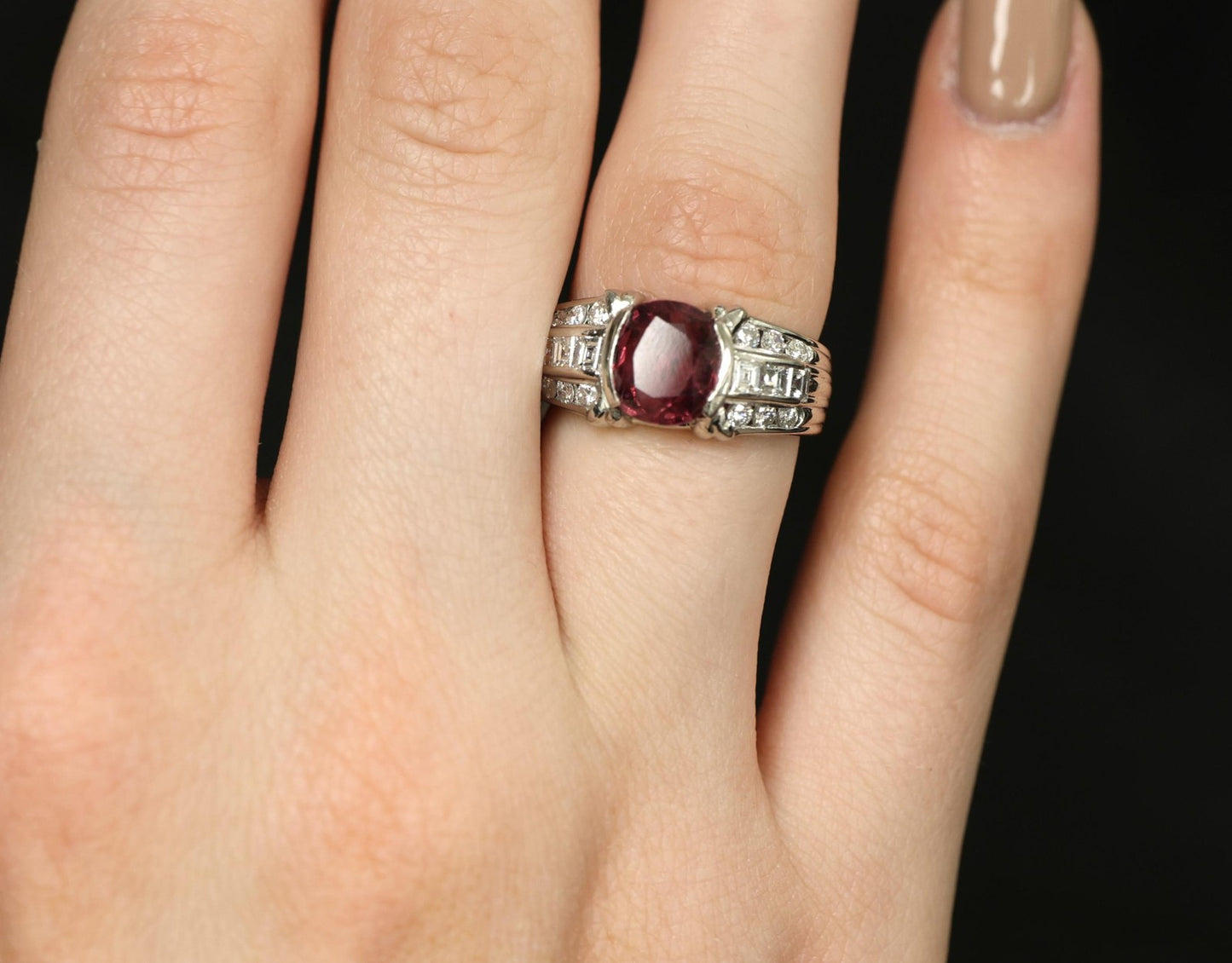 3.04ct Cushion Cut Ruby & Diamond Ring — GIA Certified, Platinum