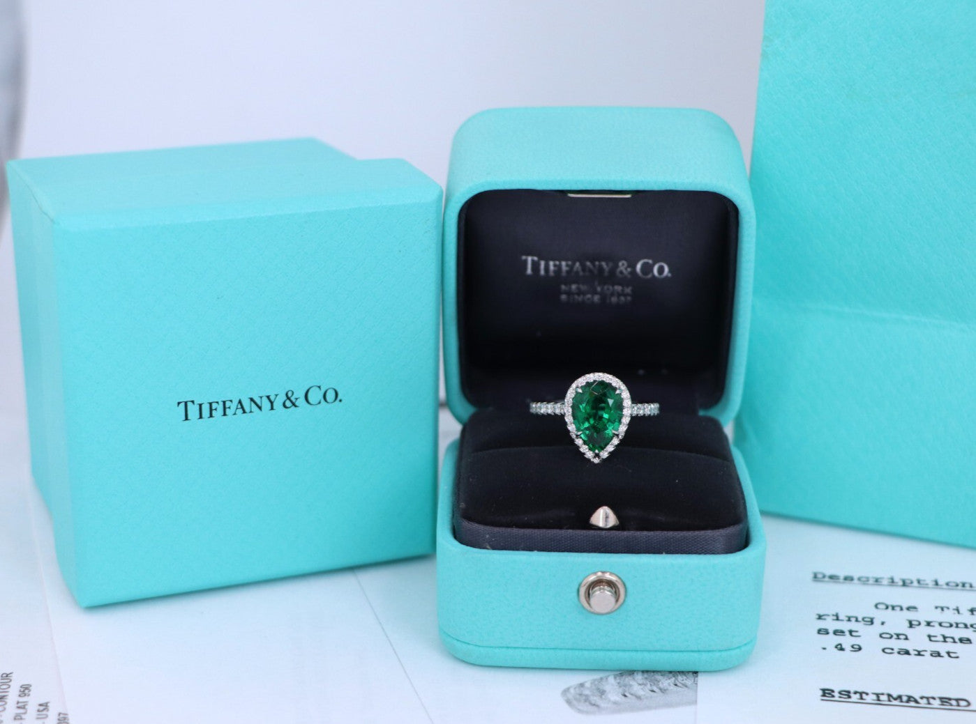 2.19ct Pear Green Emerald Diamond Ring — GIA Certified, Platinum