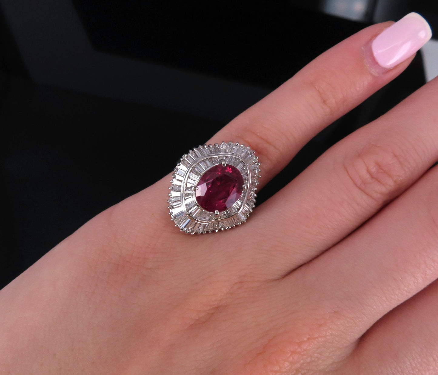 3.04ct Oval Ruby & 1.64ct Diamond Ring — GIA Certified, Platinum