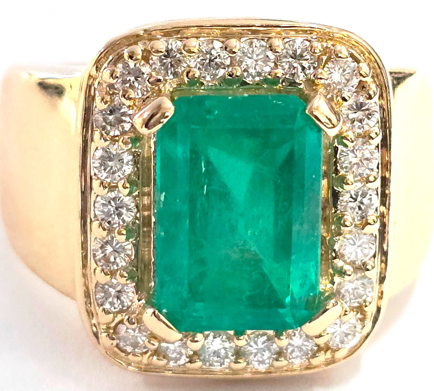 3.09ct Emerald Cut Colombian Emerald & Diamond Ring — GIA Certified, 14k Yellow Gold