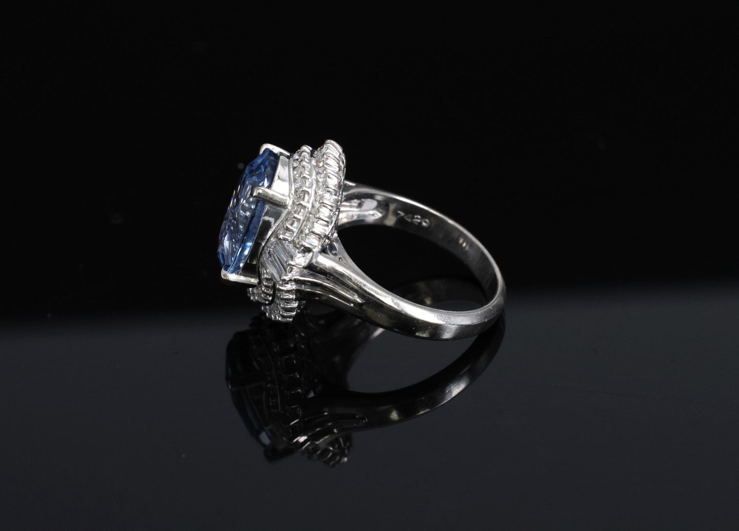 7.43ct Oval Ceylon Blue Sapphire Diamond Halo Ring — GIA Certified, Platinum