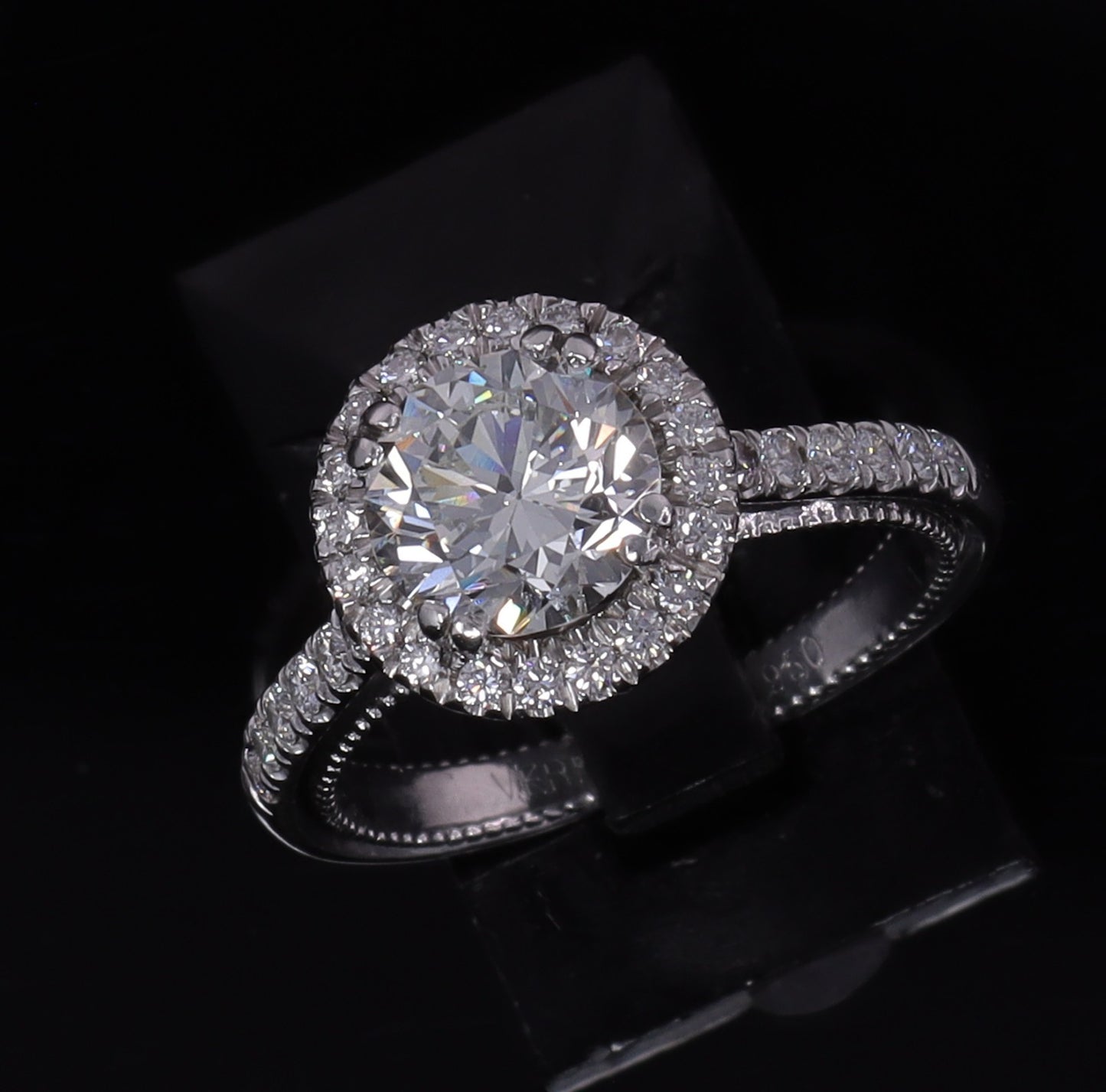 1.58ct Round Brilliant Diamond Halo Engagement Ring — GIA Certified, Platinum