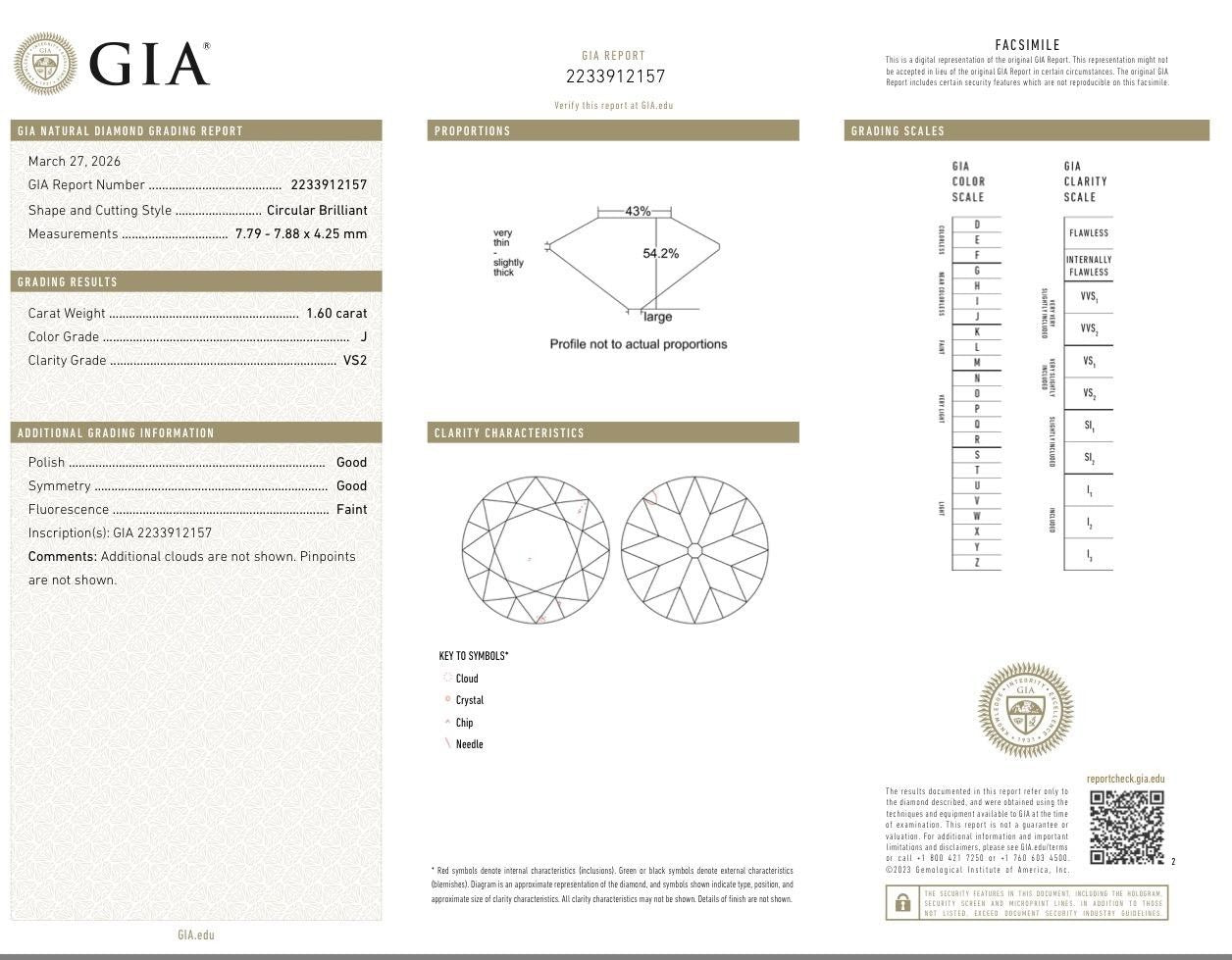 1.60ct Round Brilliant Three-Stone Diamond Ring — GIA Certified, Platinum