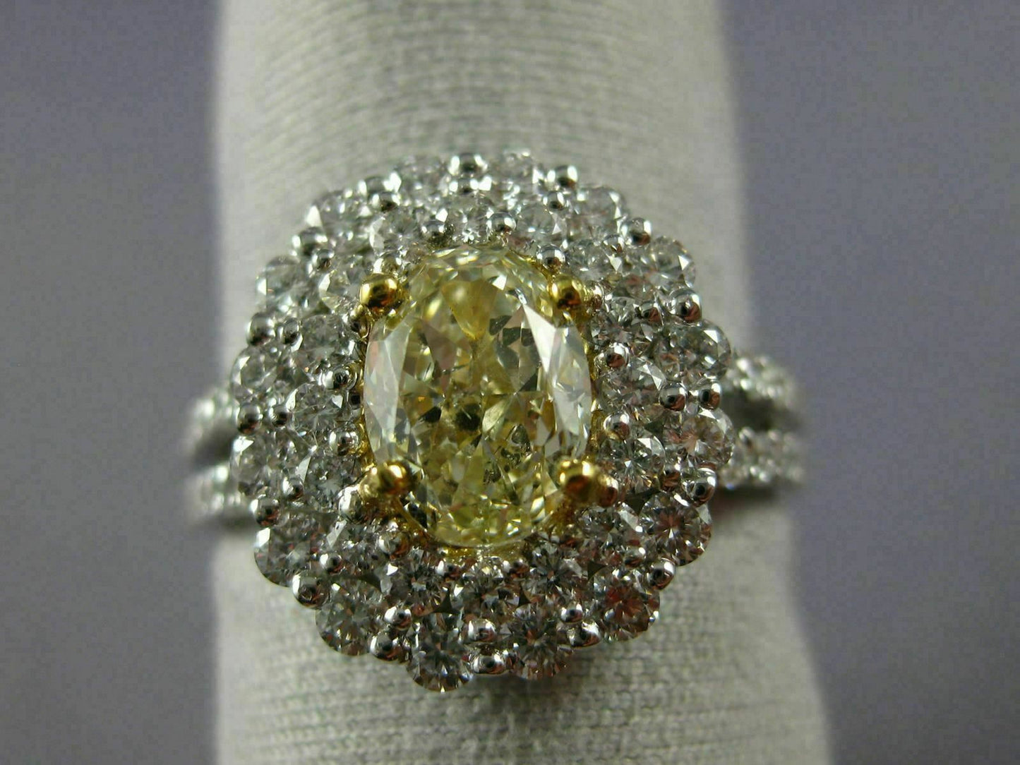 2.40ct Oval Diamond Halo Engagement Ring — GIA Certified, 18k Two-Tone Gold