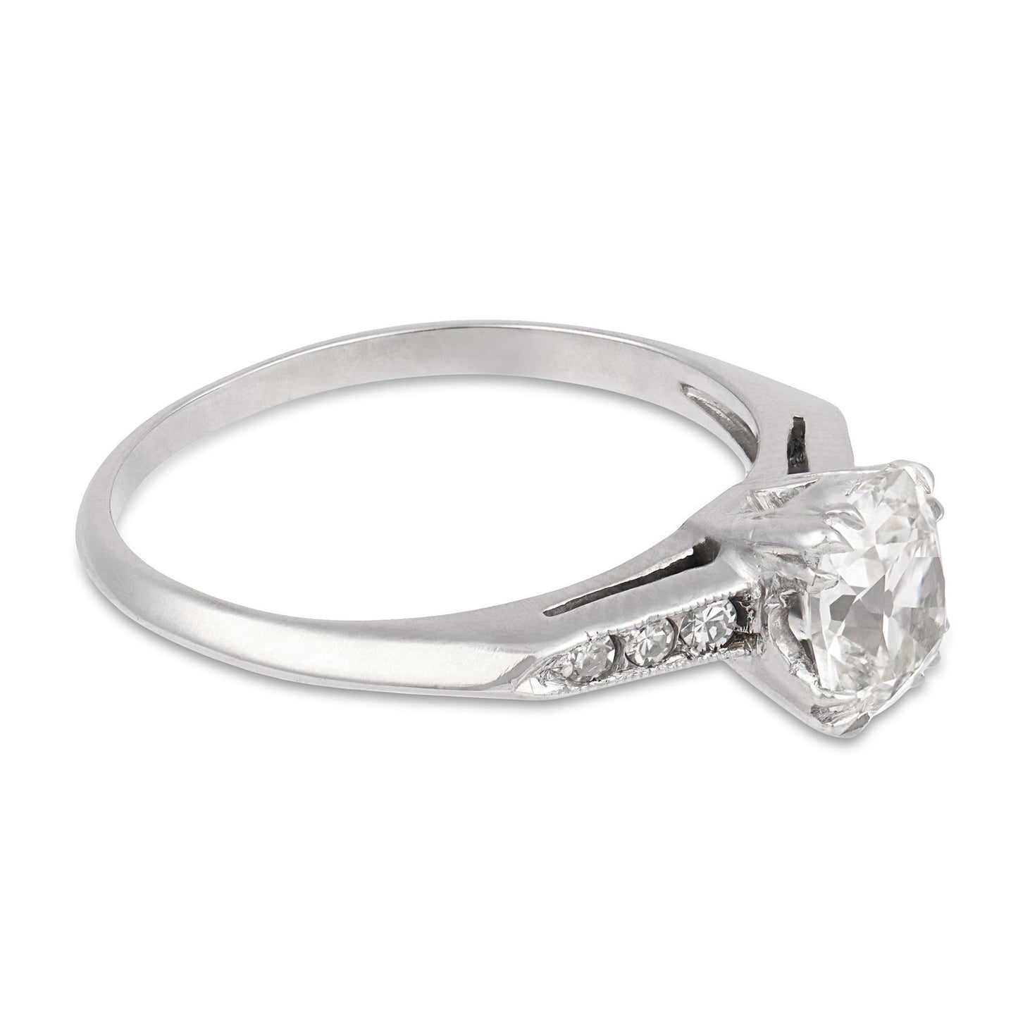 1.10ct Old Mine Cut Diamond Art Deco Ring — GIA Certified, Platinum