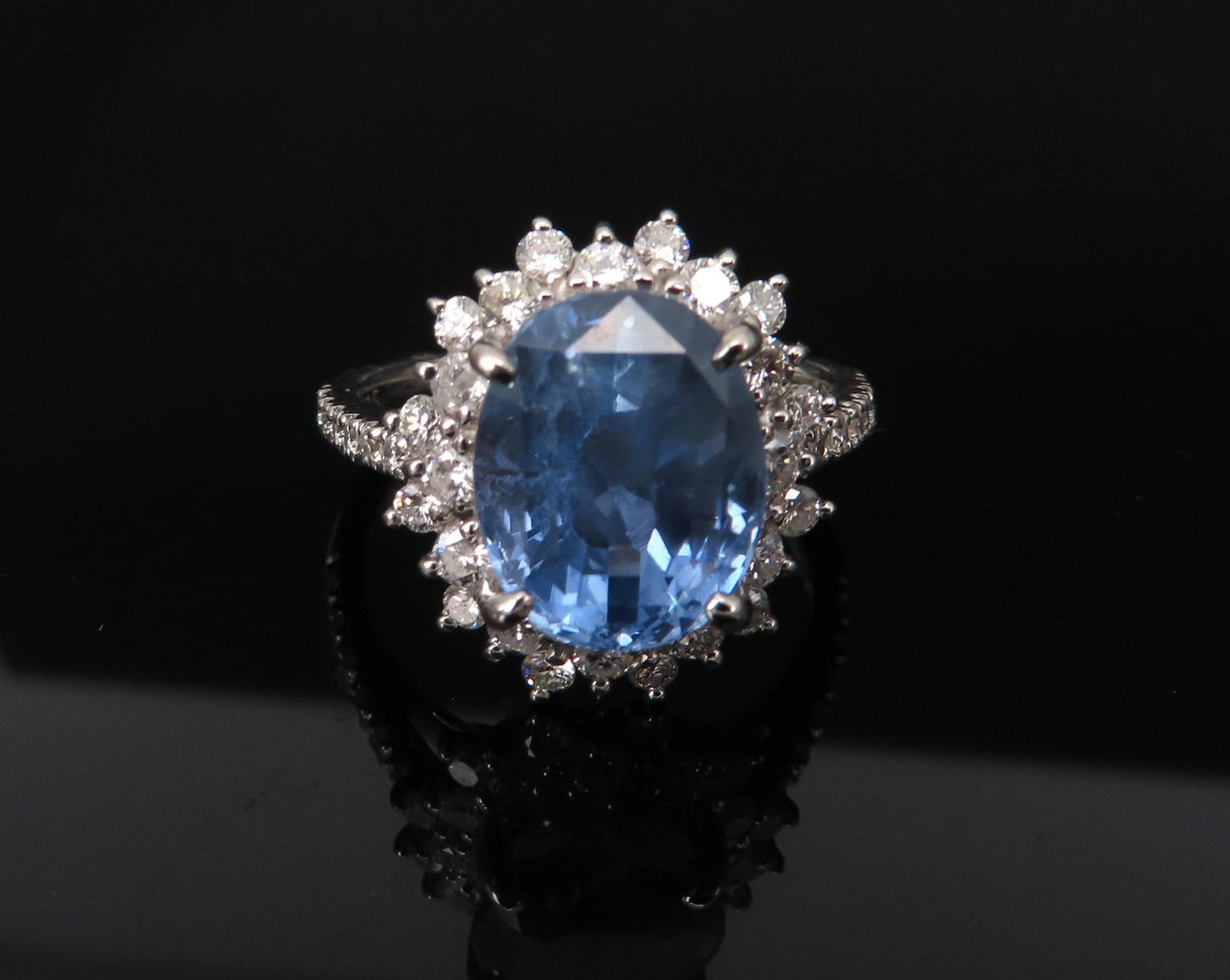 5.05ct Oval Sapphire Diamond Halo Ring — GIA Certified, Platinum