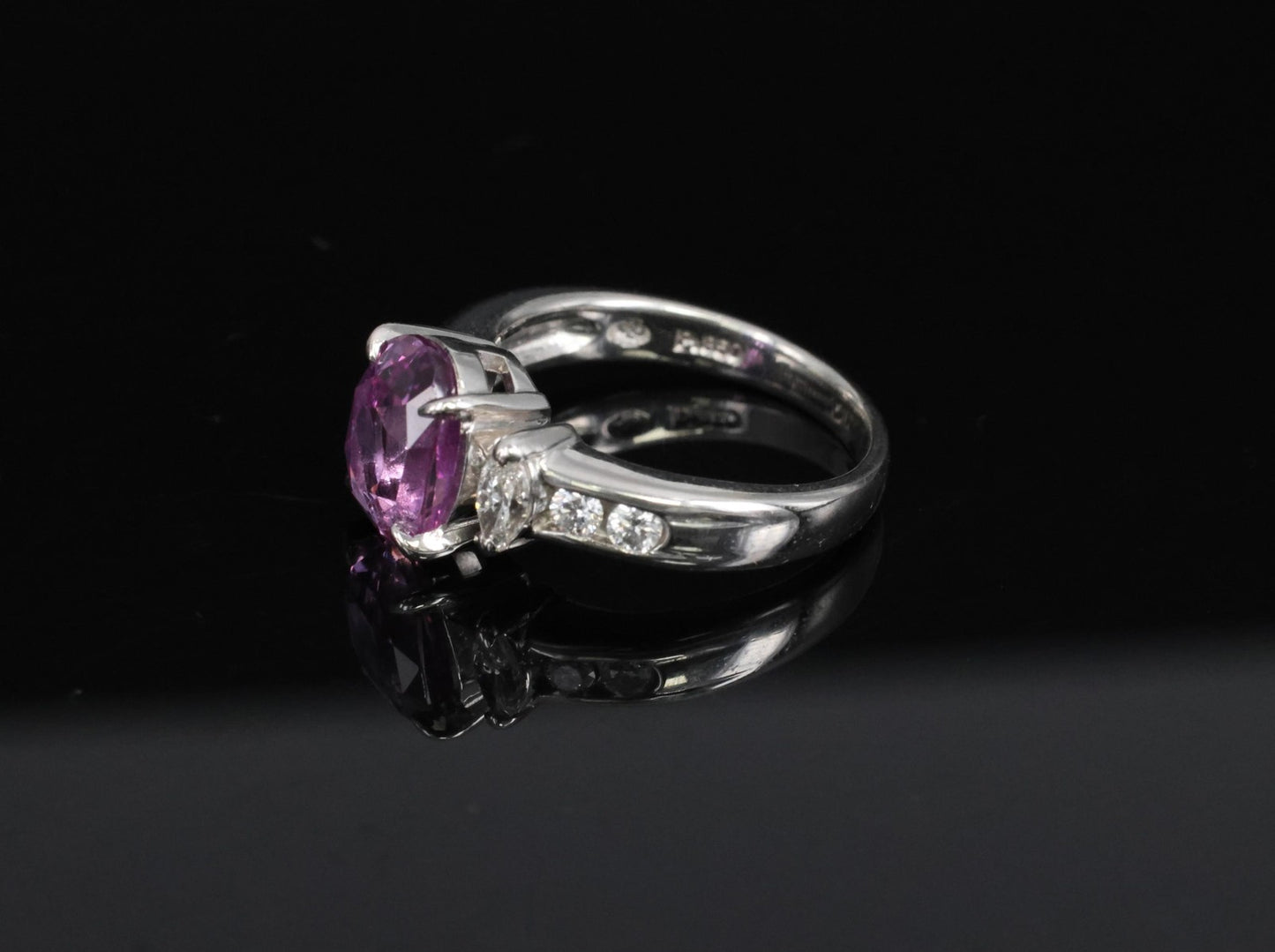 2.91ct Oval Pink Sapphire & Diamond Ring — GIA Certified, Platinum