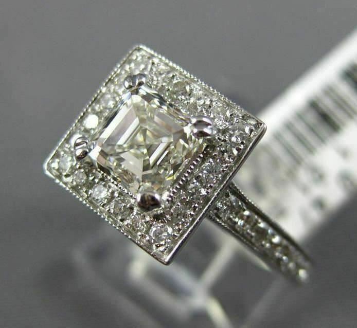 1.48ct Asscher Diamond 3D Halo Engagement Ring — GIA Certified, 14k White Gold