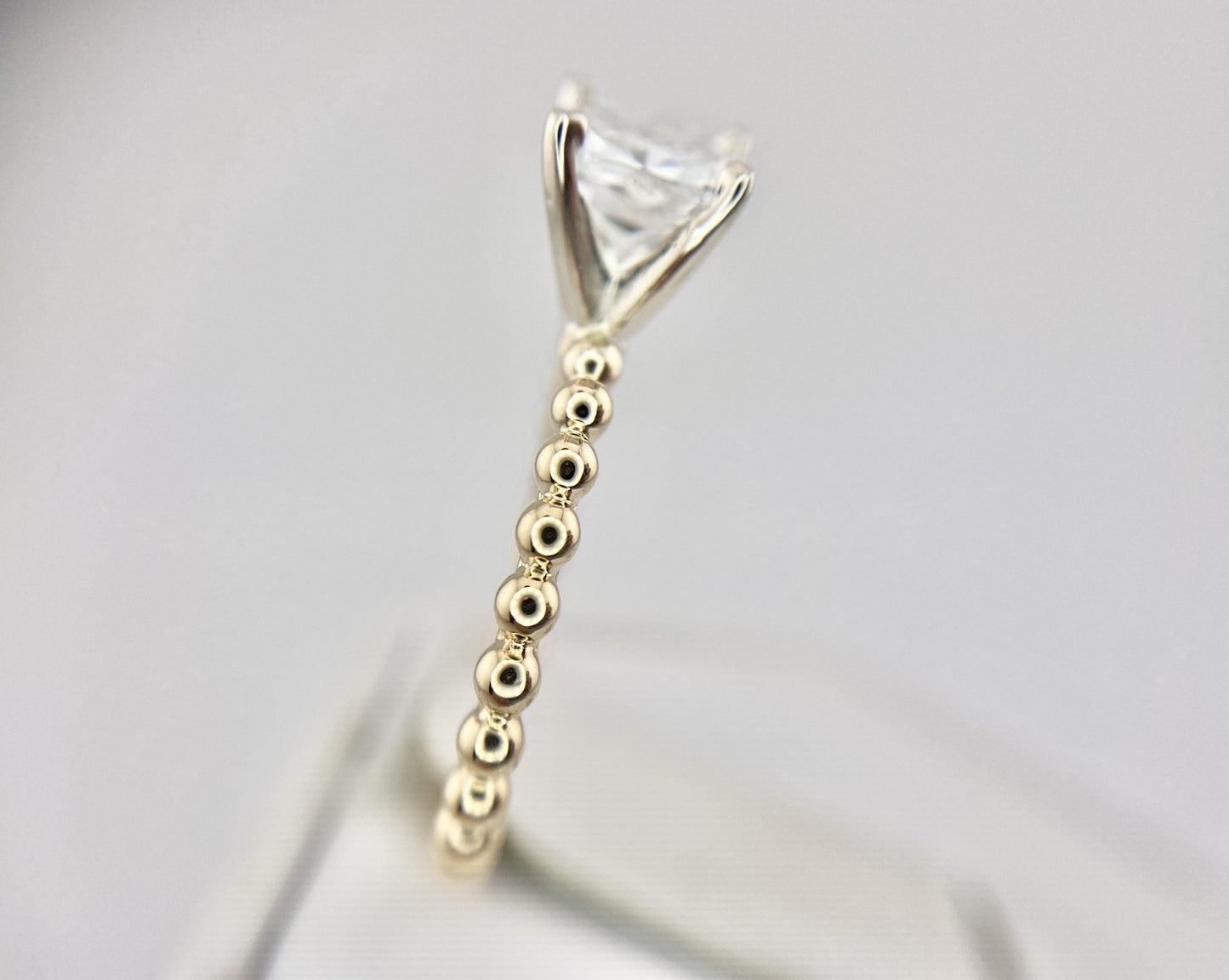 0.95ct Cushion Diamond Beaded Band Solitaire Ring — GIA Certified, 14k Yellow Gold