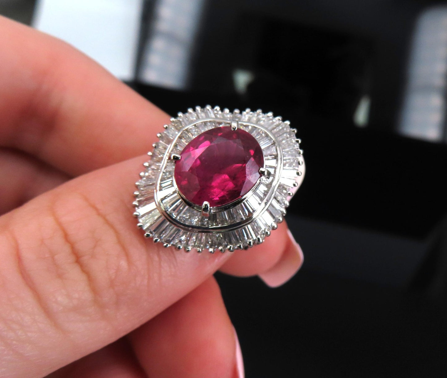 3.04ct Oval Ruby & 1.64ct Diamond Ring — GIA Certified, Platinum