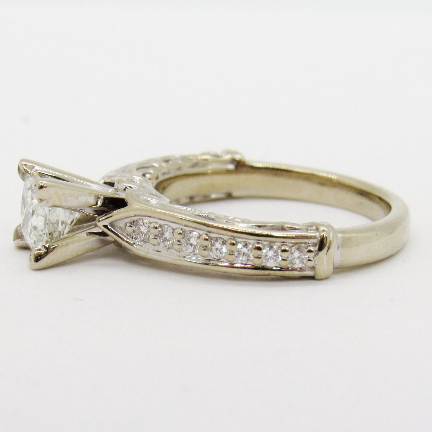 0.71ct Square Modified Brilliant Diamond Solitaire Ring — GIA Certified, 14k White Gold