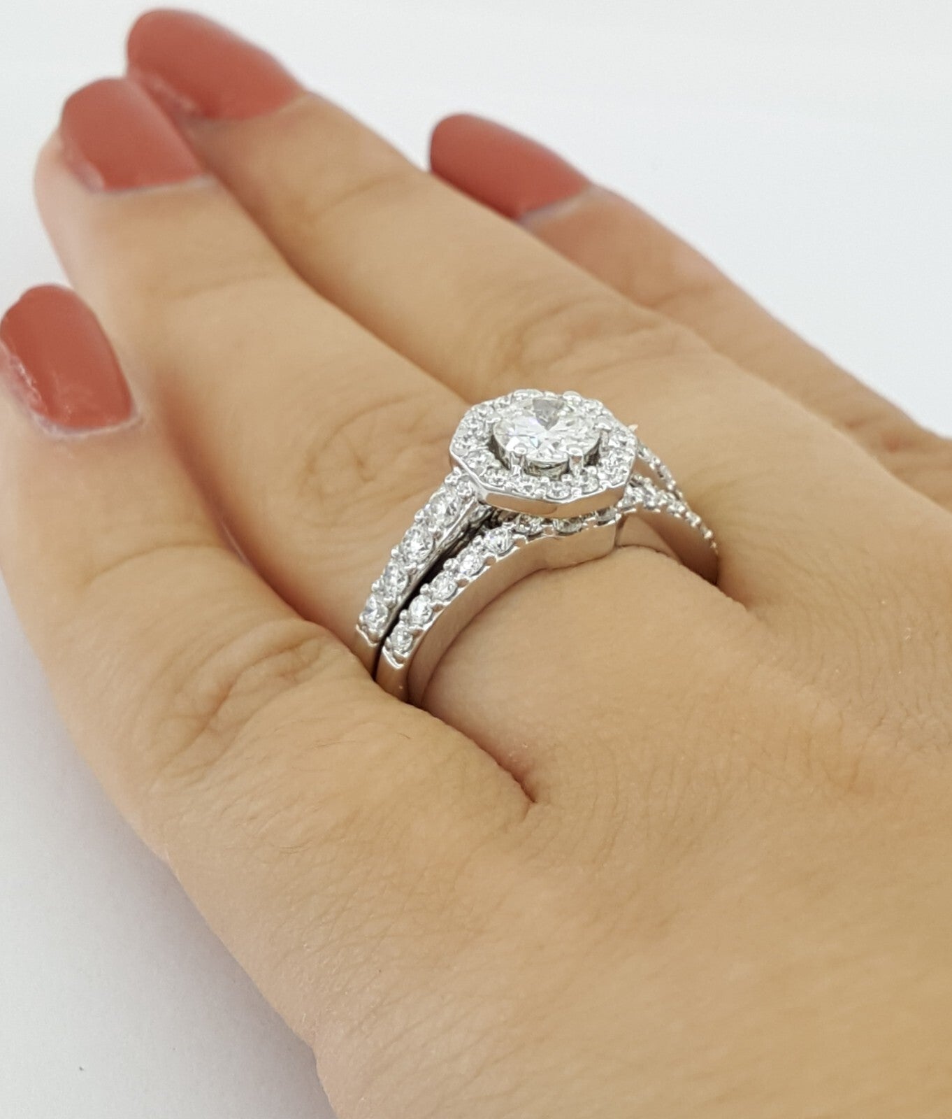 0.62ct Round Brilliant Diamond Halo Engagement Ring — GIA Certified, 14k White Gold