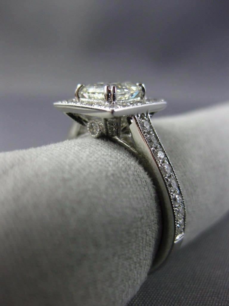 1.48ct Asscher Diamond 3D Halo Engagement Ring — GIA Certified, 14k White Gold