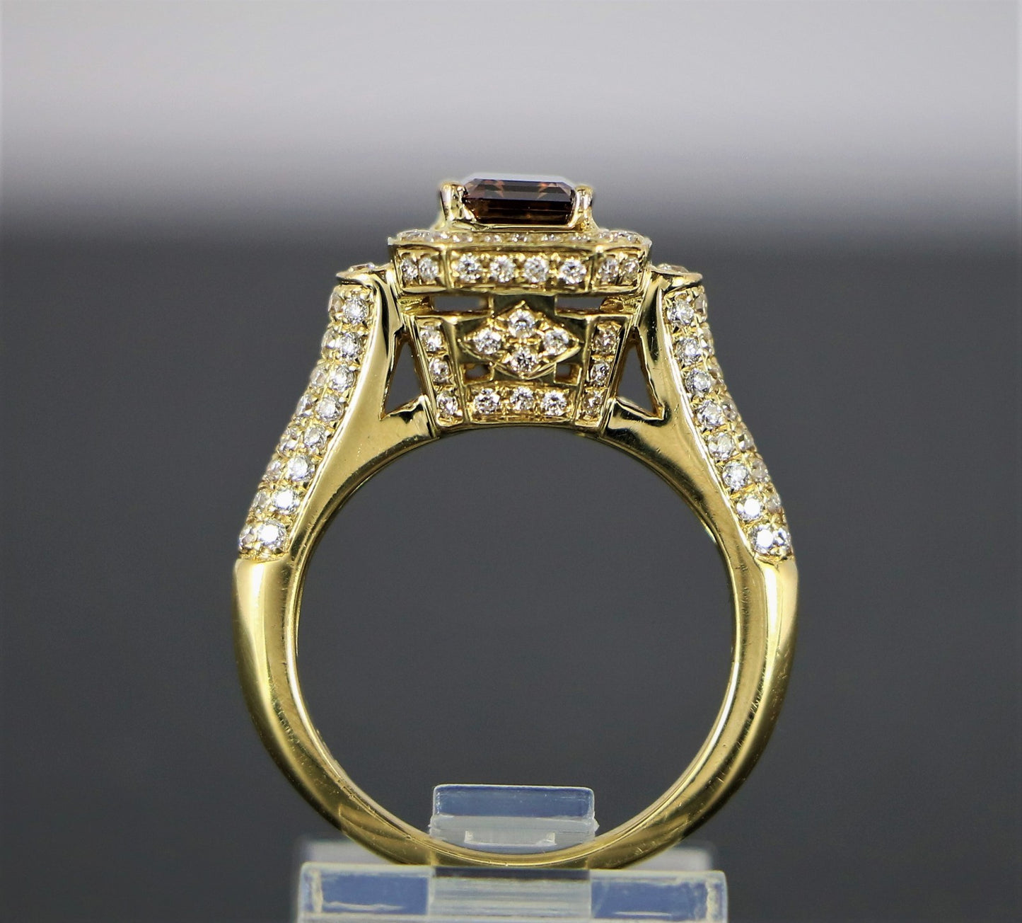 1.14ct Emerald Cut Fancy Dark Orangy Brown Diamond Ring — GIA Certified, 18k Yellow Gold