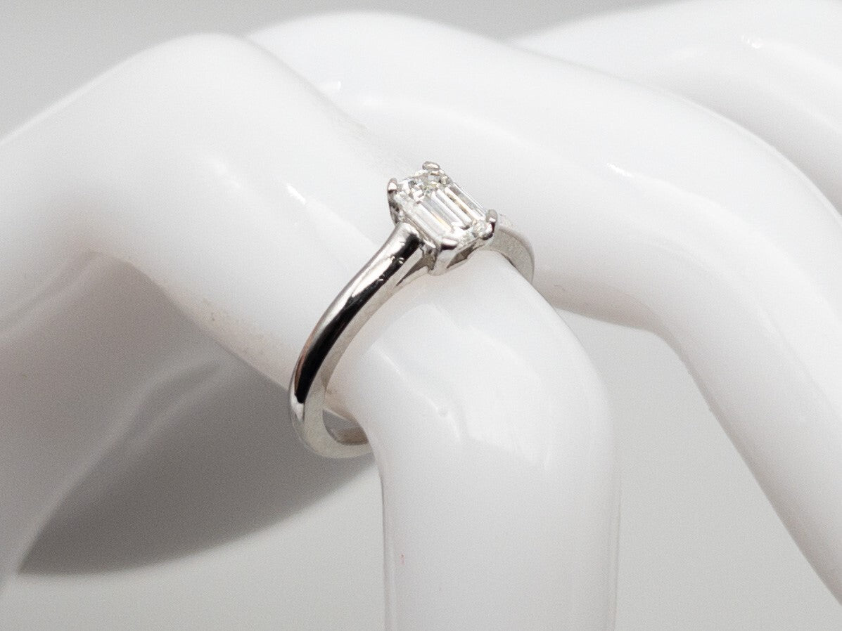 0.63ct Emerald Cut Diamond Vintage Ring — GIA Certified, Platinum