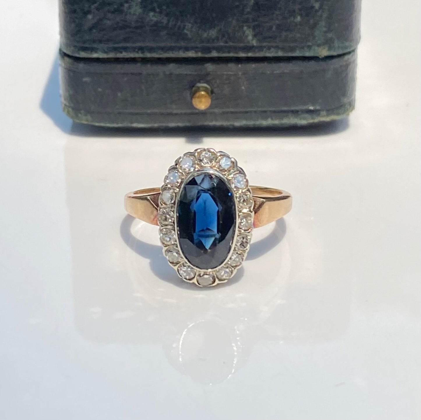 3.10ct Oval Sapphire Diamond Cluster Ring — GIA Certified, 14k White Gold