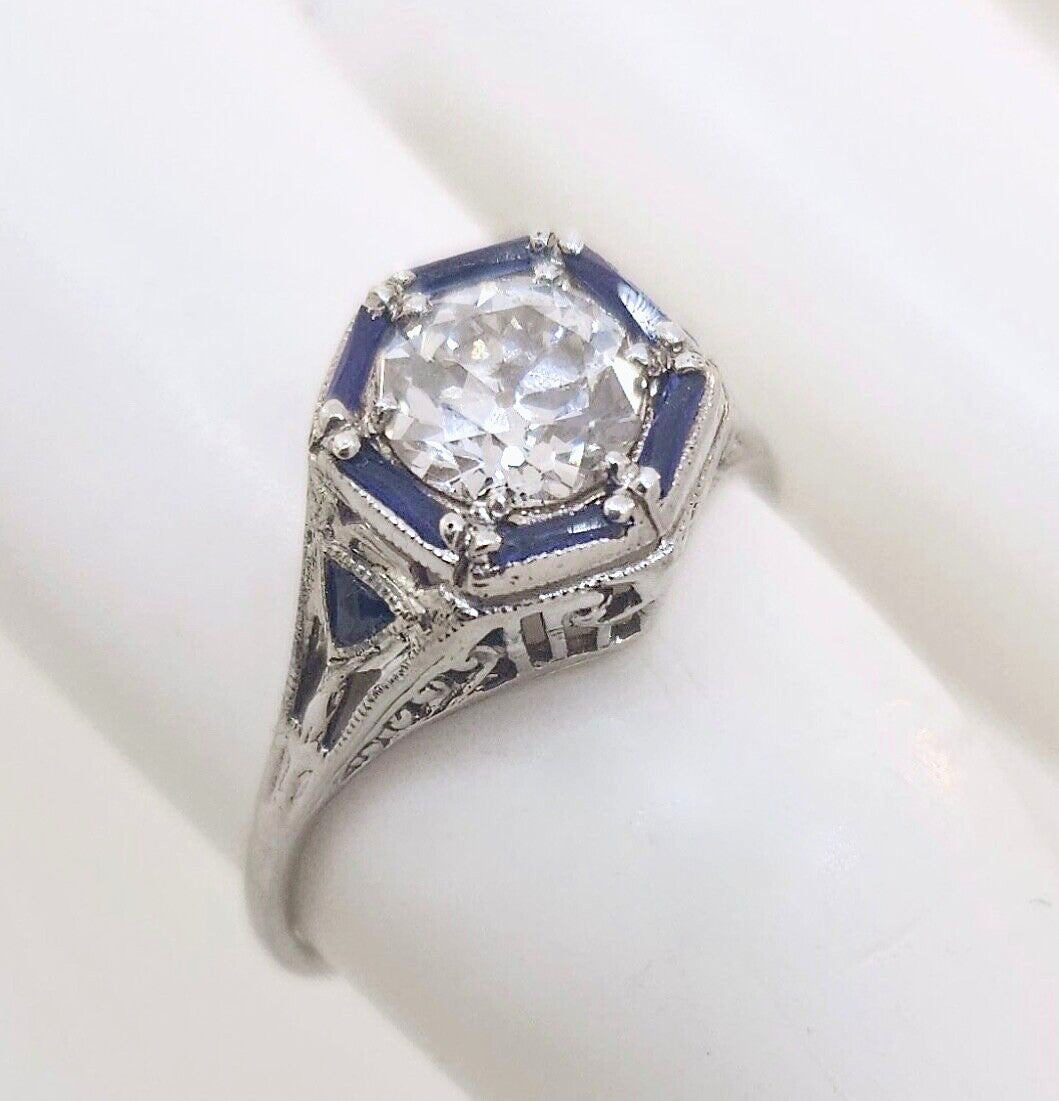 0.93ct Cushion Diamond Halo Engagement Ring — GIA Certified, 18k Two-Tone Gold