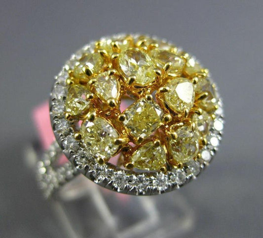 2.87ct Fancy Yellow & White Diamond 3D Cluster Ring — GIA Certified, 18k Two-Tone Gold
